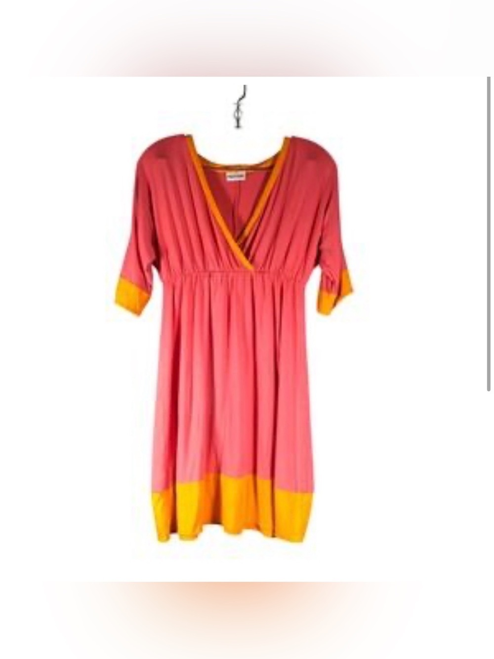 Marvin Richards Coral Pink Dress with Golden Yellow Trim